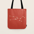 Taurus Zodiac Star Constellation Line Art Red Tote Bag Gallery Image 1
