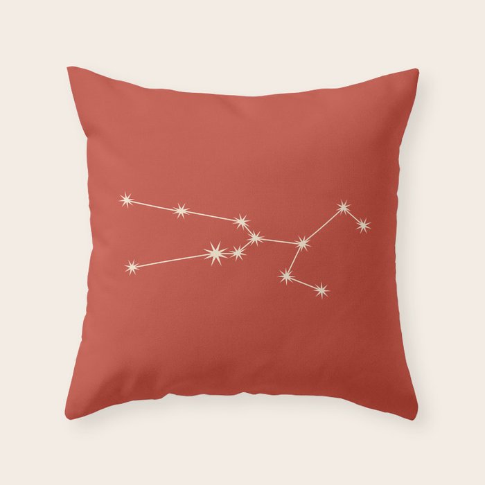 Taurus Zodiac Star Constellation Line Art Red Throw Pillow Gallery Image 1