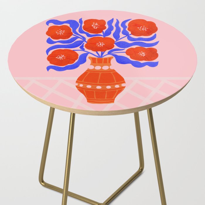 Bright Red Poppies In A Vase Side Table Gallery Image 2