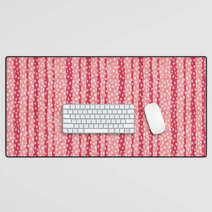 Dotted stripes - Red & pink Desk Mat Gallery Image 1