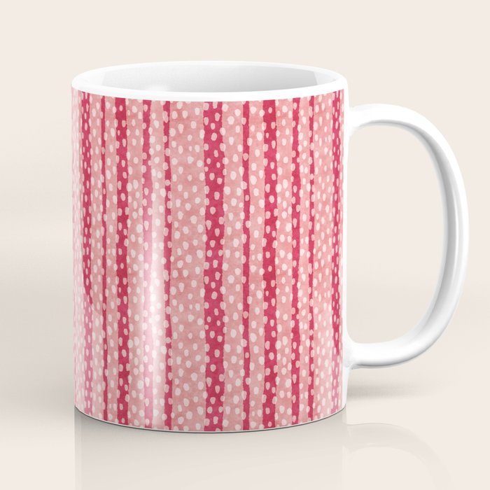 Dotted stripes - Red & pink Coffee Mug Gallery Image 1