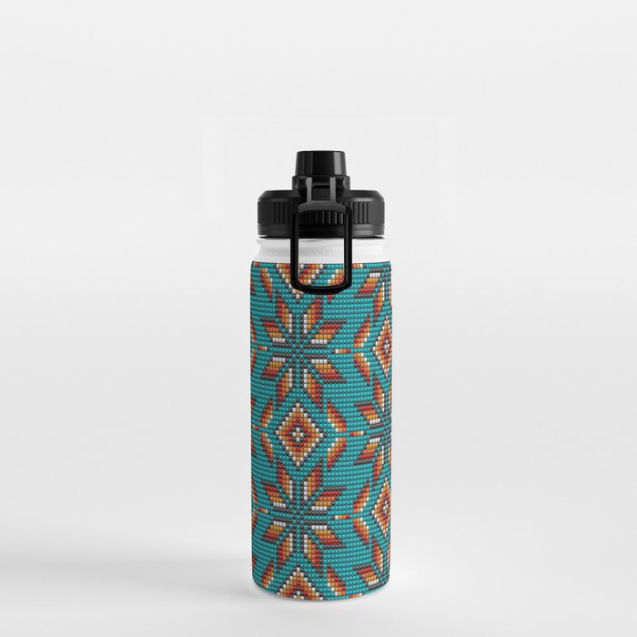 Modern colorful beaded boho aztec kilim pattern on teal Water Bottle Gallery Image 2