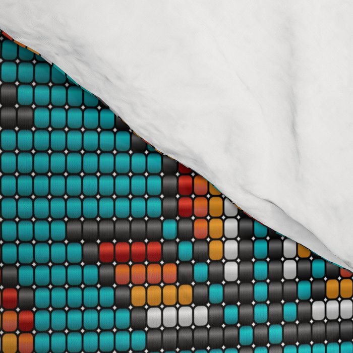 Modern colorful beaded boho aztec kilim pattern on teal Comforter Gallery Image 4