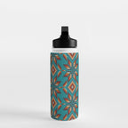 Modern colorful beaded boho aztec kilim pattern on teal Water Bottle Gallery Image 3