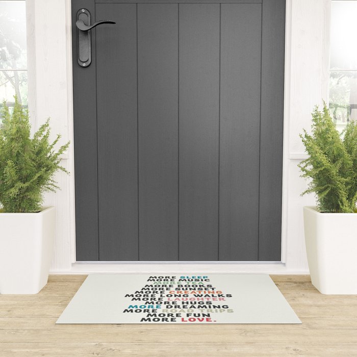 Good vibes quote, more sleep, dreaming, road trips, love, fun, happy life, lettering, laughter Welcome Mat Gallery Image 3