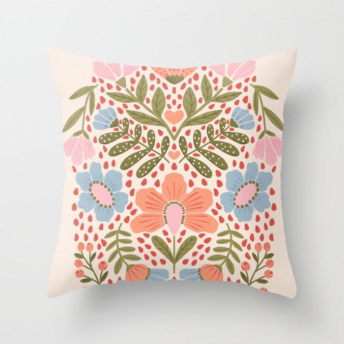 Spring Folksy Flower  Throw Pillow Gallery Image 1