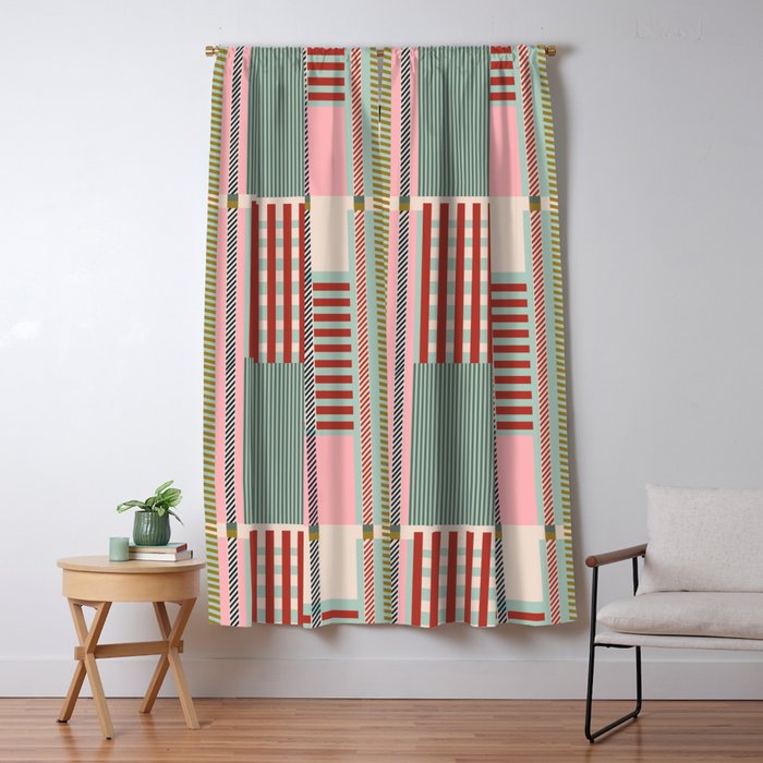 Vintage Striped Geometric Window Curtain Gallery Image 5