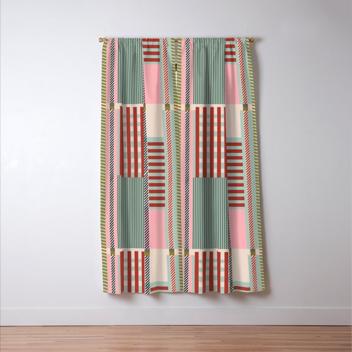 Vintage Striped Geometric Window Curtain Gallery Image 3
