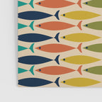  Midcentury Modern Multicolor Fish Stripes Pattern in Olive, Mustard, Orange, Teal, Beige Poster Gallery Image 3