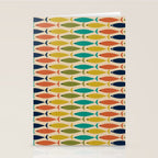  Midcentury Modern Multicolor Fish Stripes Pattern in Olive, Mustard, Orange, Teal, Beige Stationery Card Gallery Image 2