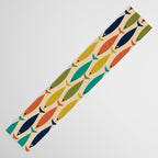  Midcentury Modern Multicolor Fish Stripes Pattern in Olive, Mustard, Orange, Teal, Beige Table Runner Gallery Image 3