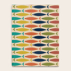  Midcentury Modern Multicolor Fish Stripes Pattern in Olive, Mustard, Orange, Teal, Beige Notebook Gallery Image 4