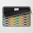  Midcentury Modern Multicolor Fish Stripes Pattern in Olive, Mustard, Orange, Teal, Beige Laptop Sleeve Gallery Image 2