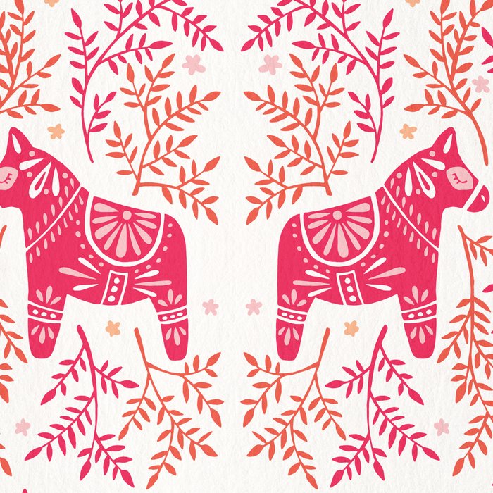 Swedish Dala Horses - Melon Palette Coffee Mug Gallery Image 2