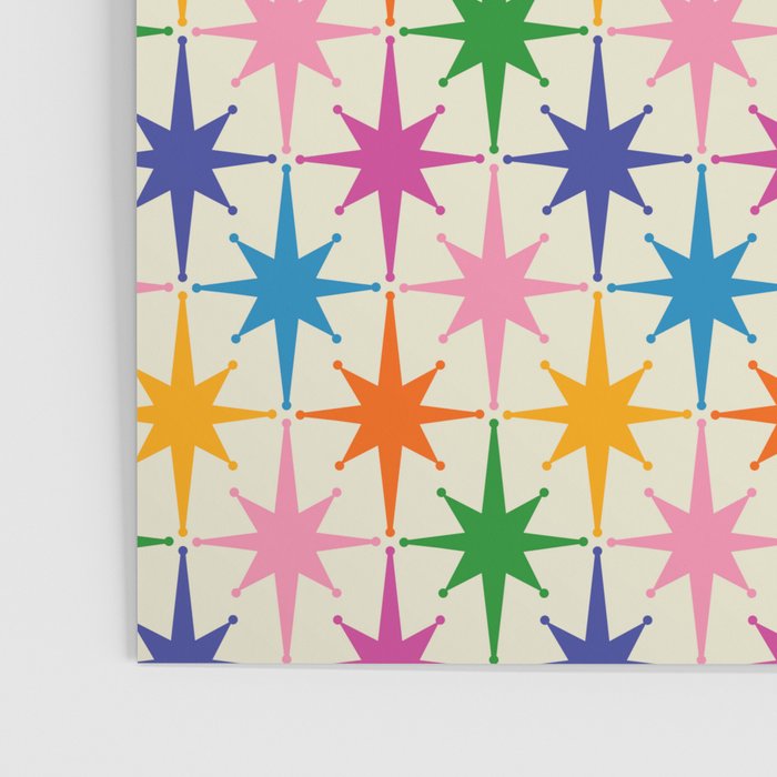 Colorful Retro Starbursts Mid Century Modern Atomic Star Pattern Poste ...