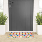 Colorful Retro Starbursts Mid Century Modern Atomic Star Pattern Welcome Mat Gallery Image 3