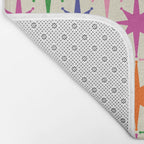 Colorful Retro Starbursts Mid Century Modern Atomic Star Pattern Bath Mat Gallery Image 2