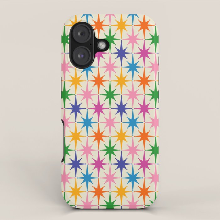 Colorful Retro Starbursts Mid Century Modern Atomic Star Pattern iPhone Case Gallery Image 1