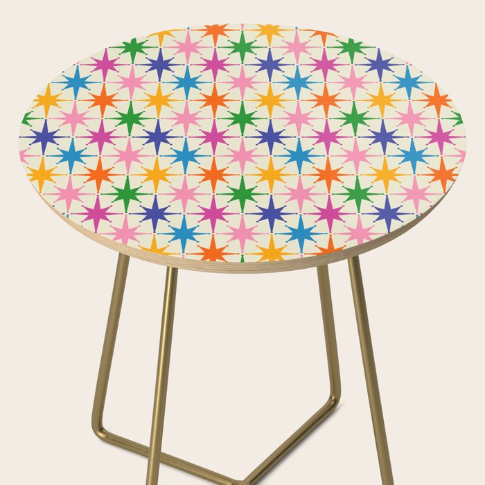 Colorful Retro Starbursts Mid Century Modern Atomic Star Pattern Side Table Gallery Image 2