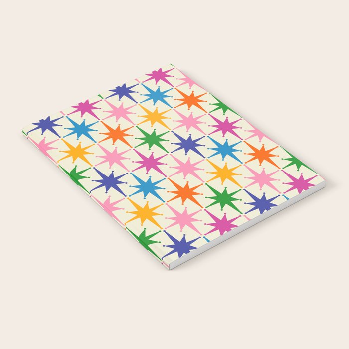 Colorful Retro Starbursts Mid Century Modern Atomic Star Pattern Notebook Gallery Image 2