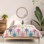 Colorful Retro Starbursts Mid Century Modern Atomic Star Pattern Comforter Gallery Image 3