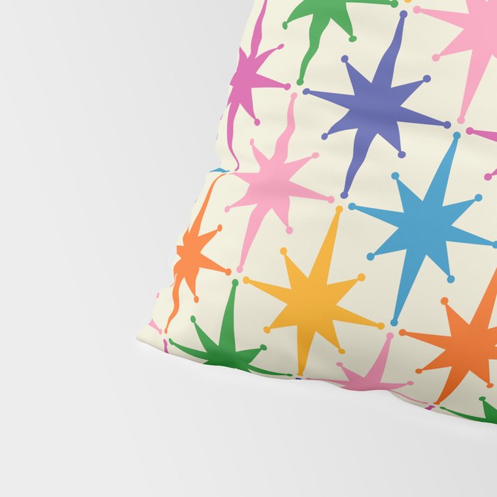 Colorful Retro Starbursts Mid Century Modern Atomic Star Pattern Pillow Sham Gallery Image 4