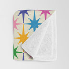 Colorful Retro Starbursts Mid Century Modern Atomic Star Pattern Throw Blanket Gallery Image 3