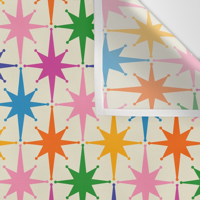 Colorful Retro Starbursts Mid Century Modern Atomic Star Pattern Wall Tapestry Gallery Image 3