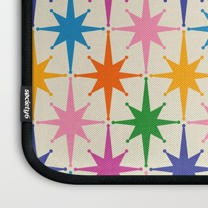 Colorful Retro Starbursts Mid Century Modern Atomic Star Pattern Laptop Sleeve Gallery Image 3