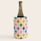 Colorful Retro Starbursts Mid Century Modern Atomic Star Pattern Wine Chiller Gallery Image 2