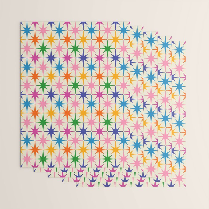 Colorful Retro Starbursts Mid Century Modern Atomic Star Pattern Wrapping Paper Gallery Image 3