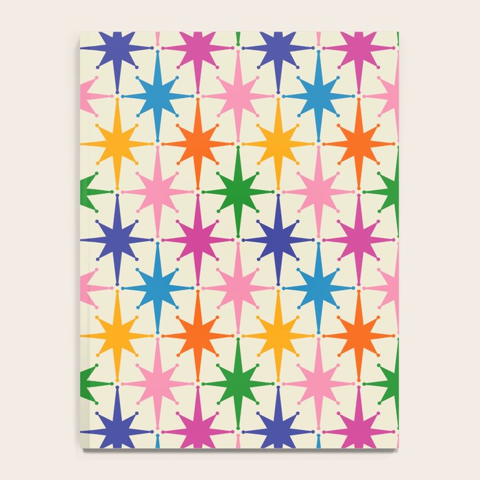 Colorful Retro Starbursts Mid Century Modern Atomic Star Pattern Notebook Gallery Image 4