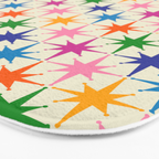 Colorful Retro Starbursts Mid Century Modern Atomic Star Pattern Bath Mat Gallery Image 3