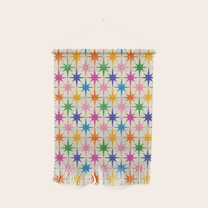 Colorful Retro Starbursts Mid Century Modern Atomic Star Pattern Wall Hanging Gallery Image 1