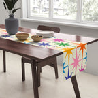 Colorful Retro Starbursts Mid Century Modern Atomic Star Pattern Table Runner Gallery Image 2