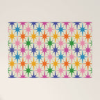 Colorful Retro Starbursts Mid Century Modern Atomic Star Pattern Welcome Mat Gallery Image 1