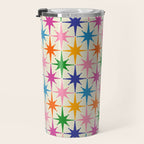Colorful Retro Starbursts Mid Century Modern Atomic Star Pattern Travel Mug Gallery Image 3