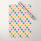 Colorful Retro Starbursts Mid Century Modern Atomic Star Pattern Wrapping Paper Gallery Image 1