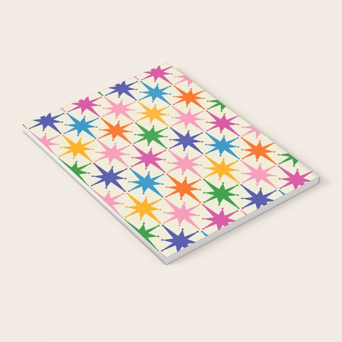 Colorful Retro Starbursts Mid Century Modern Atomic Star Pattern Notebook Gallery Image 3