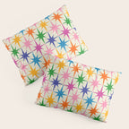 Colorful Retro Starbursts Mid Century Modern Atomic Star Pattern Pillow Sham Gallery Image 3