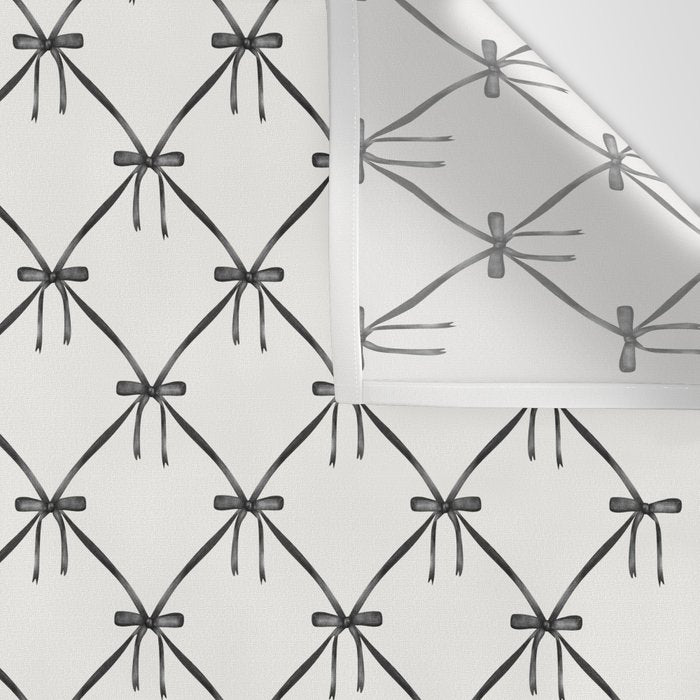 Bows & Ribbons Pattern IV Black and White Wall Tapestry Gallery Image 3