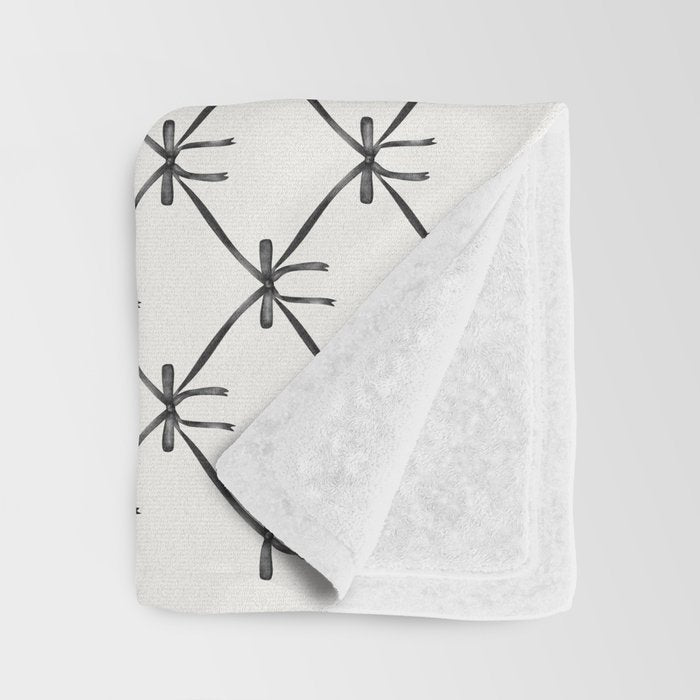 Bows & Ribbons Pattern IV Black and White Throw Blanket Gallery Image 3