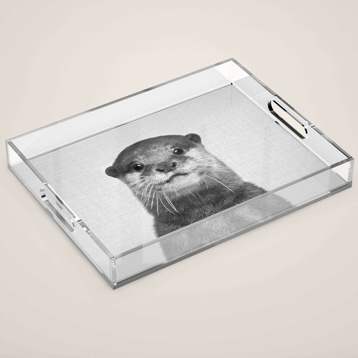 Otter - Black & White Acrylic Tray Gallery Image 1