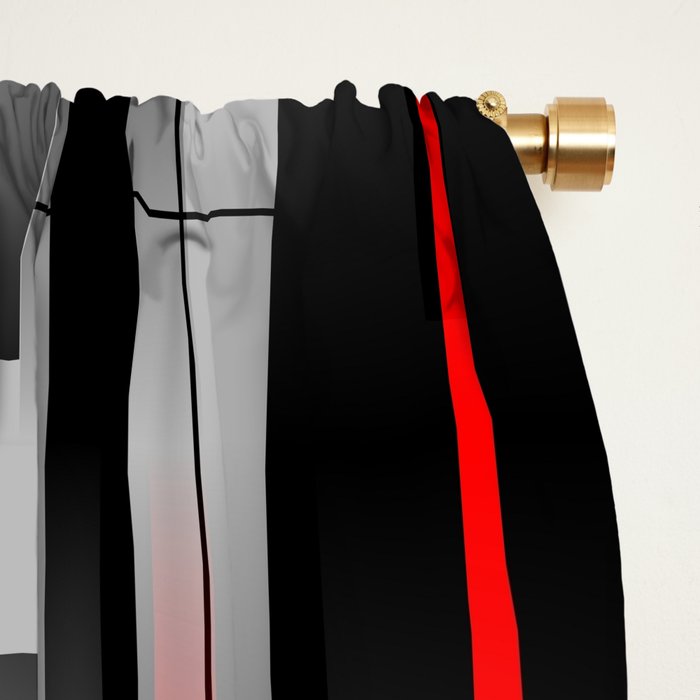 Off the Grid - Abstract - Gray, Black, Red Window Curtain Gallery Image 2