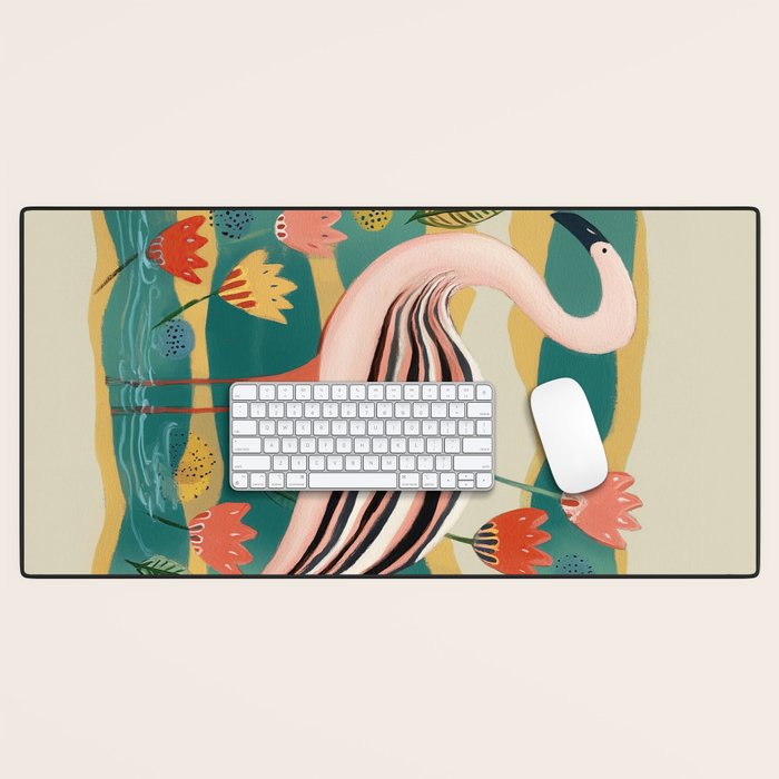 Pink Flamingo Desk Mat Gallery Image 1