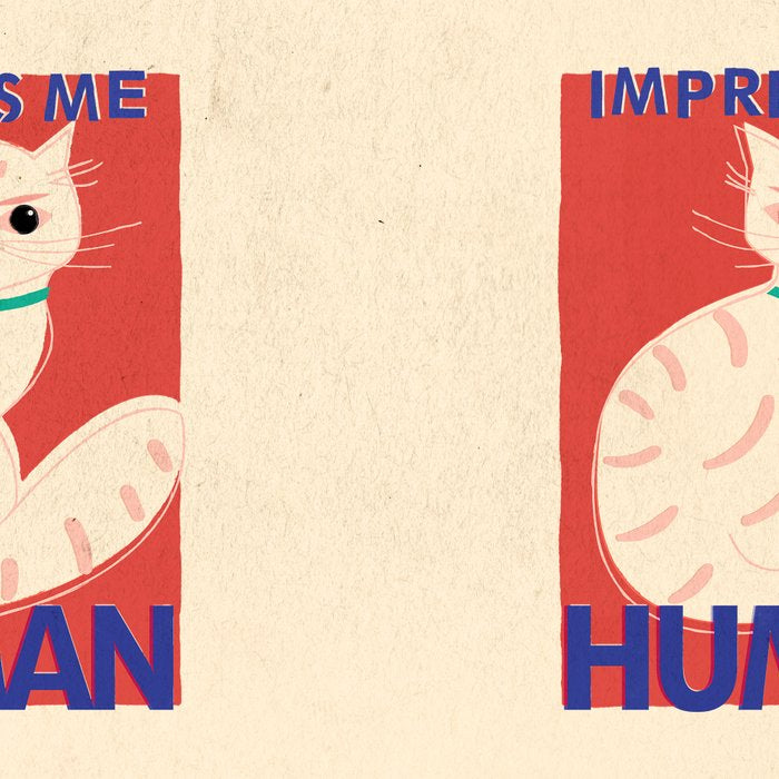 Impress Me Human Vintage Cat, Retro Illustration Coffee Mug Gallery Image 2