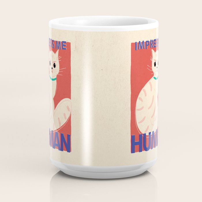 Impress Me Human Vintage Cat, Retro Illustration Coffee Mug Gallery Image 4