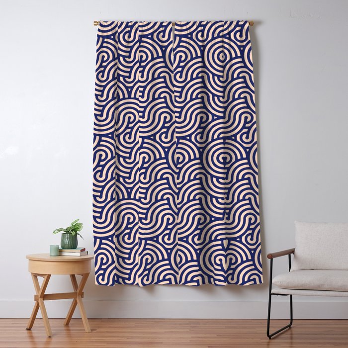 SWIRL Lapis and Almond Window Curtain Gallery Image 1