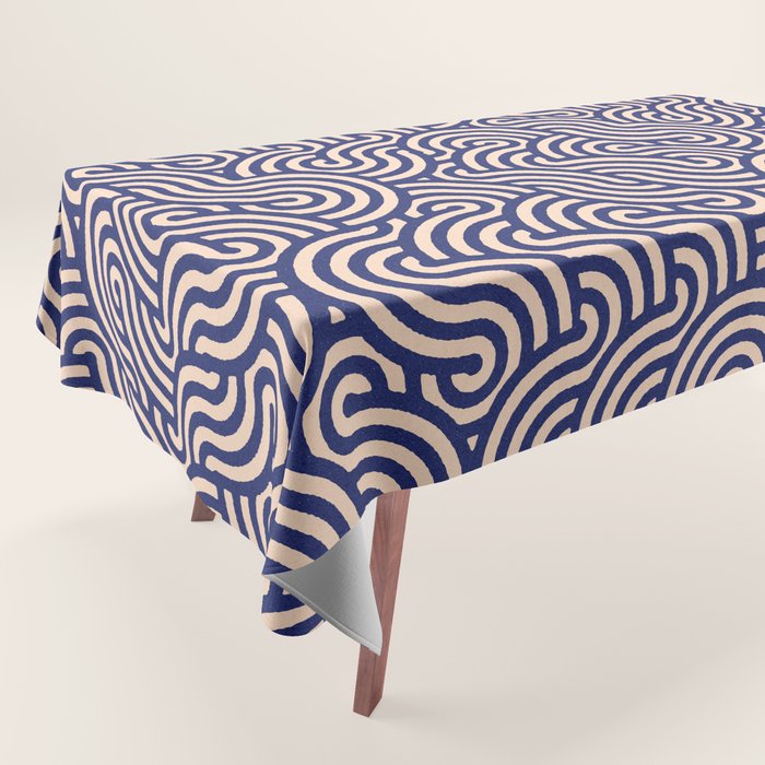SWIRL Lapis and Almond Tablecloth Gallery Image 1