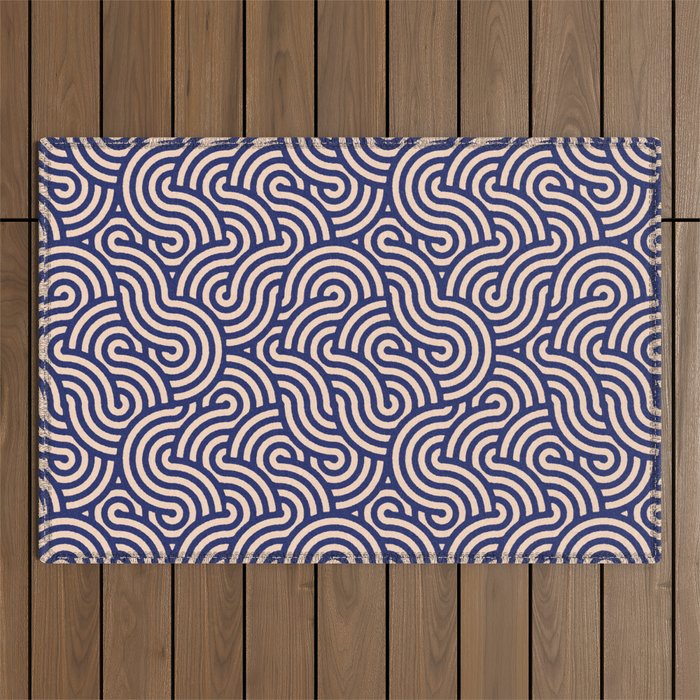 SWIRL Lapis and Almond Outdoor Rug Gallery Image 1